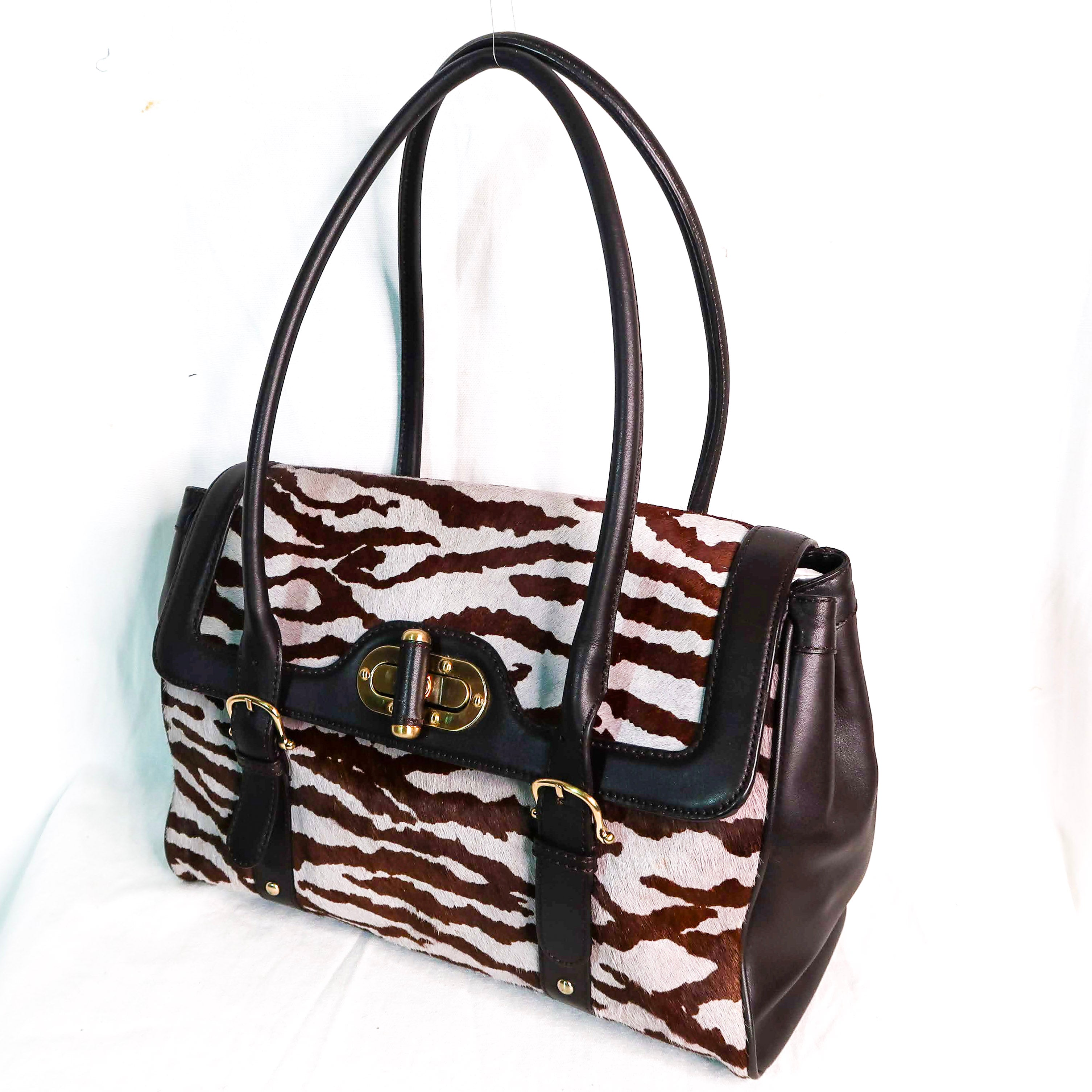 Zebra Turn-Lock Tote By Ann Taylor