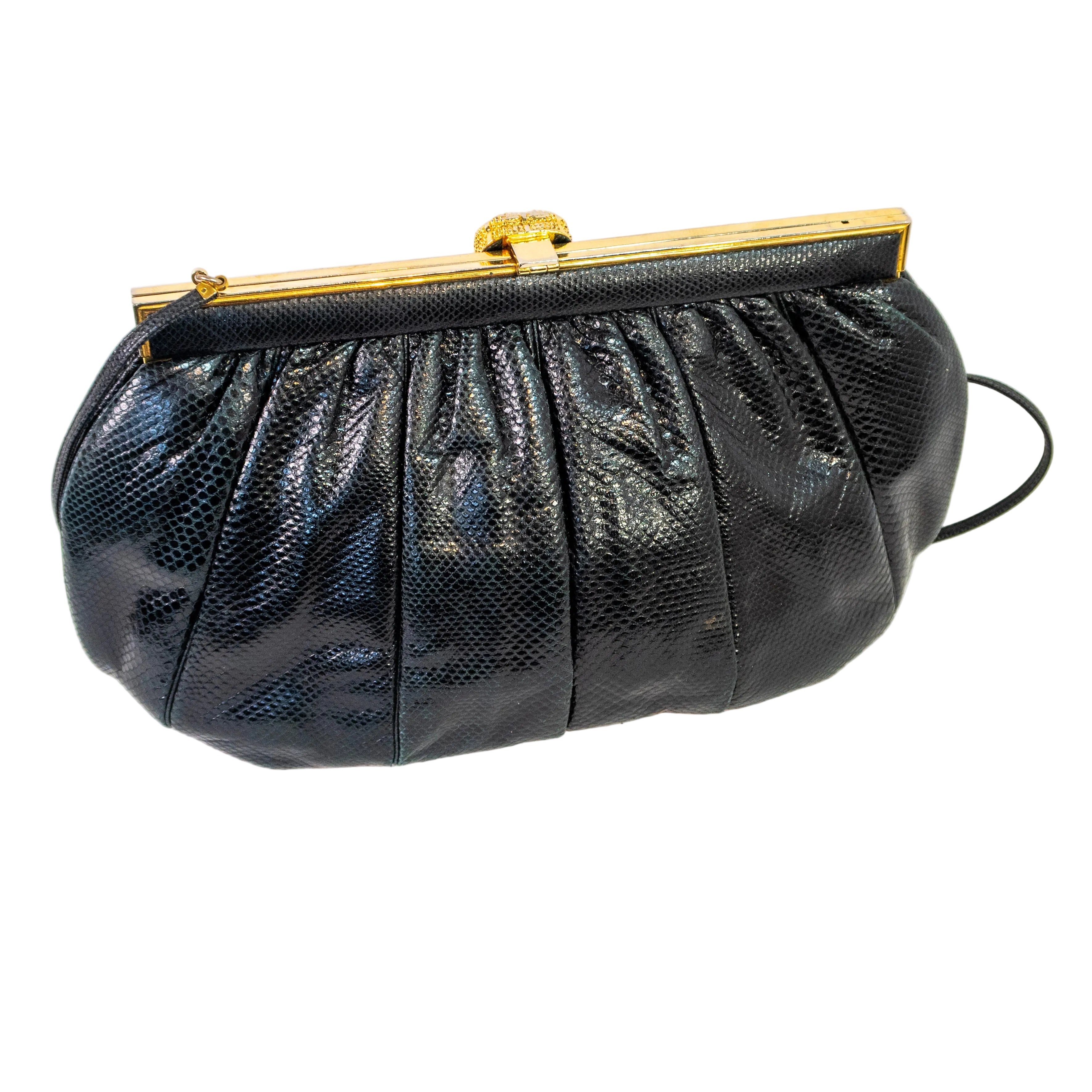 Midnight Pleat Clutch By Judith Leiber