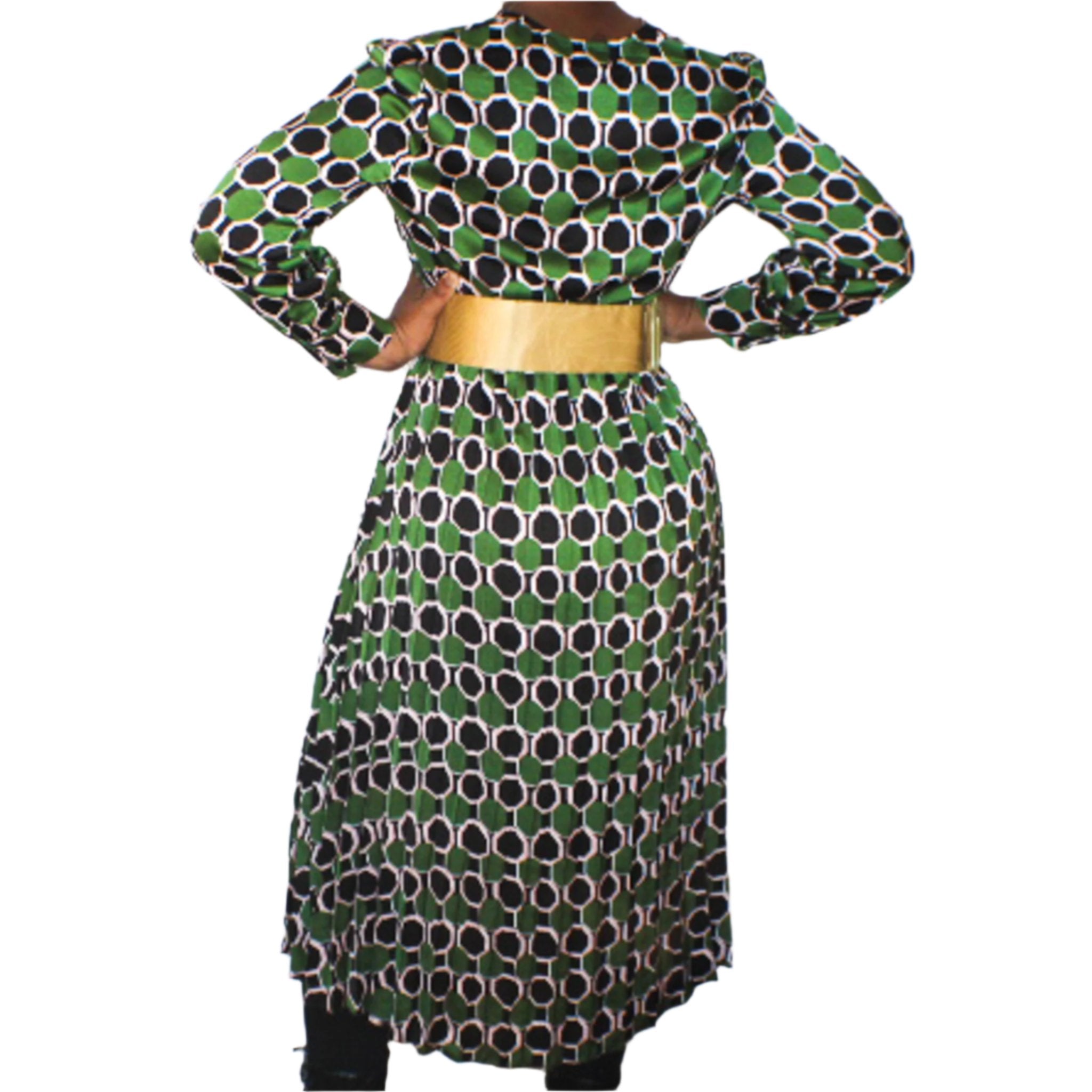 Emerald Geo-Chic Midi Dress by MiuMax