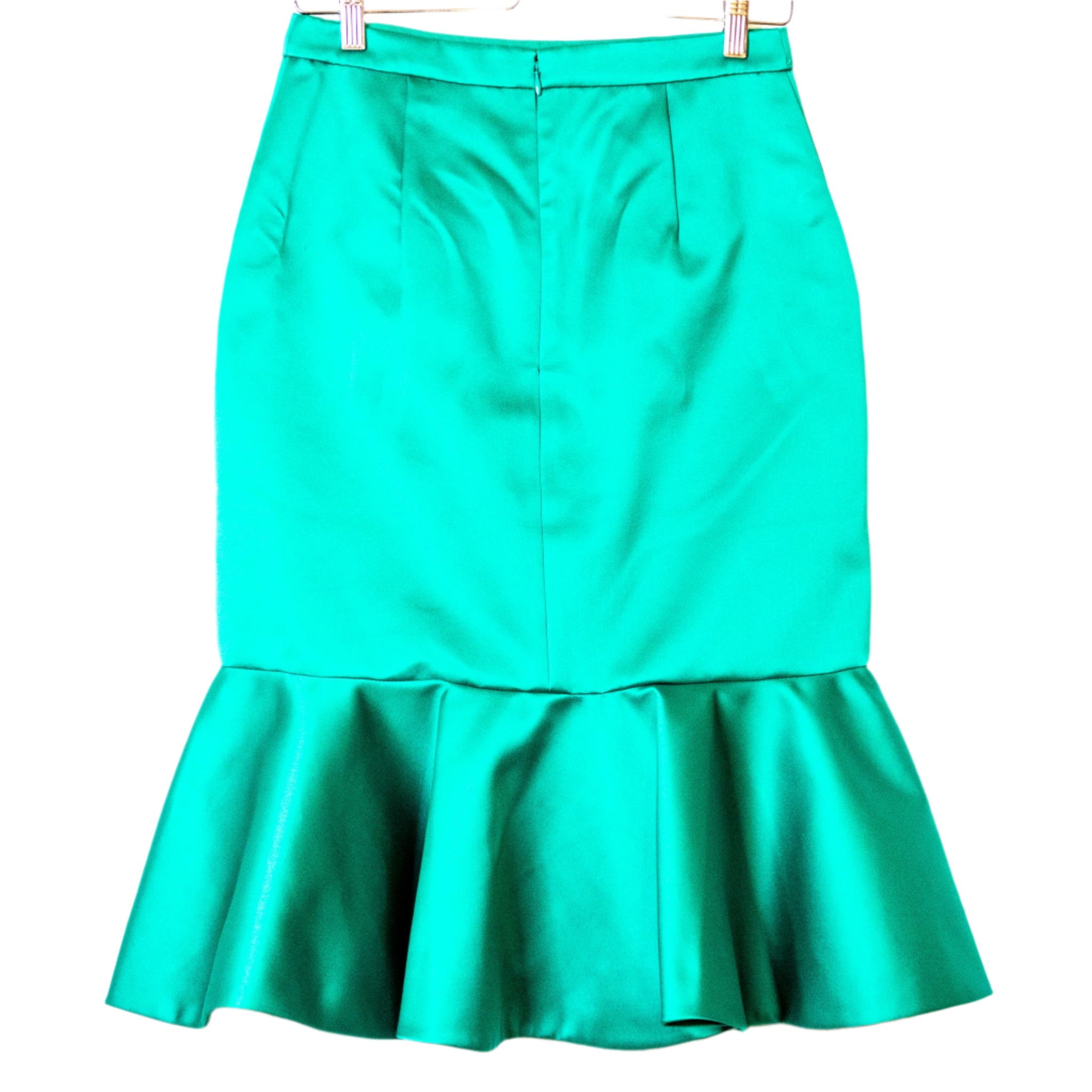 J. Crew Emerald Flounce Hem Skirt