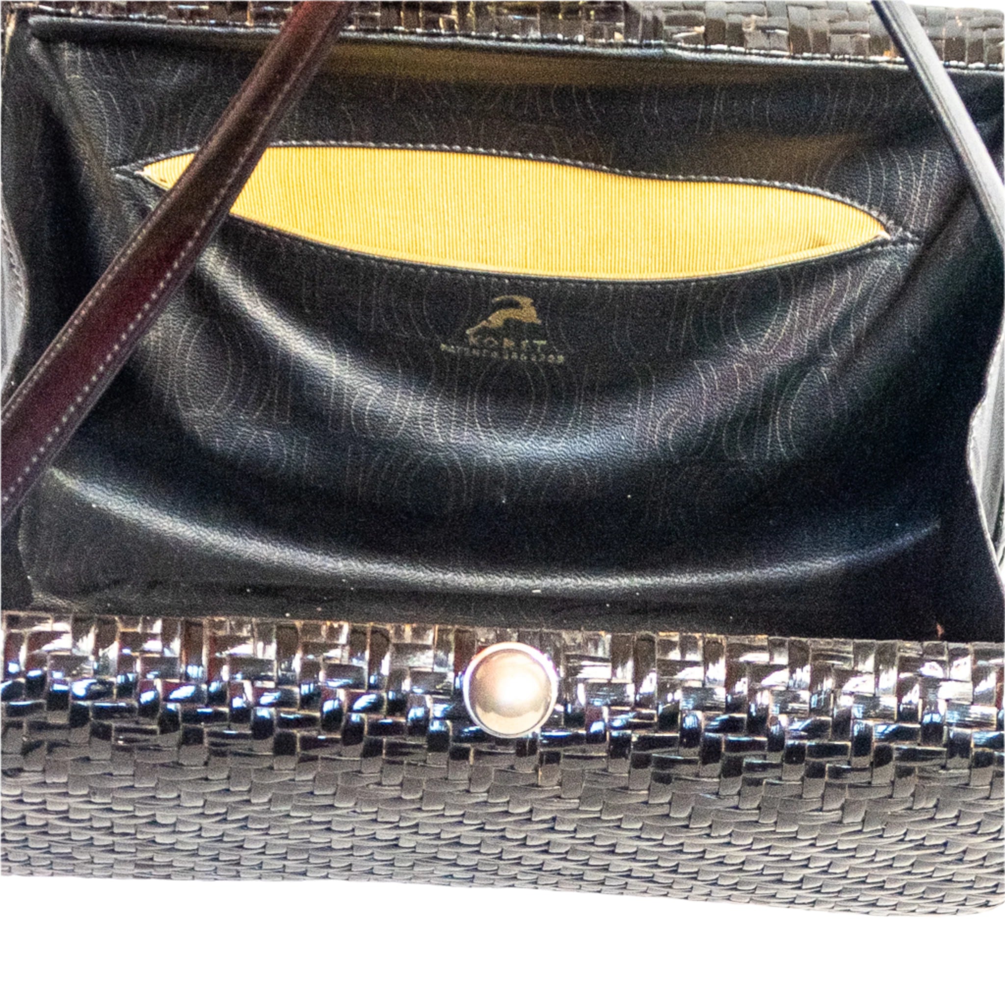 Vintage Black Woven Straw Handbag