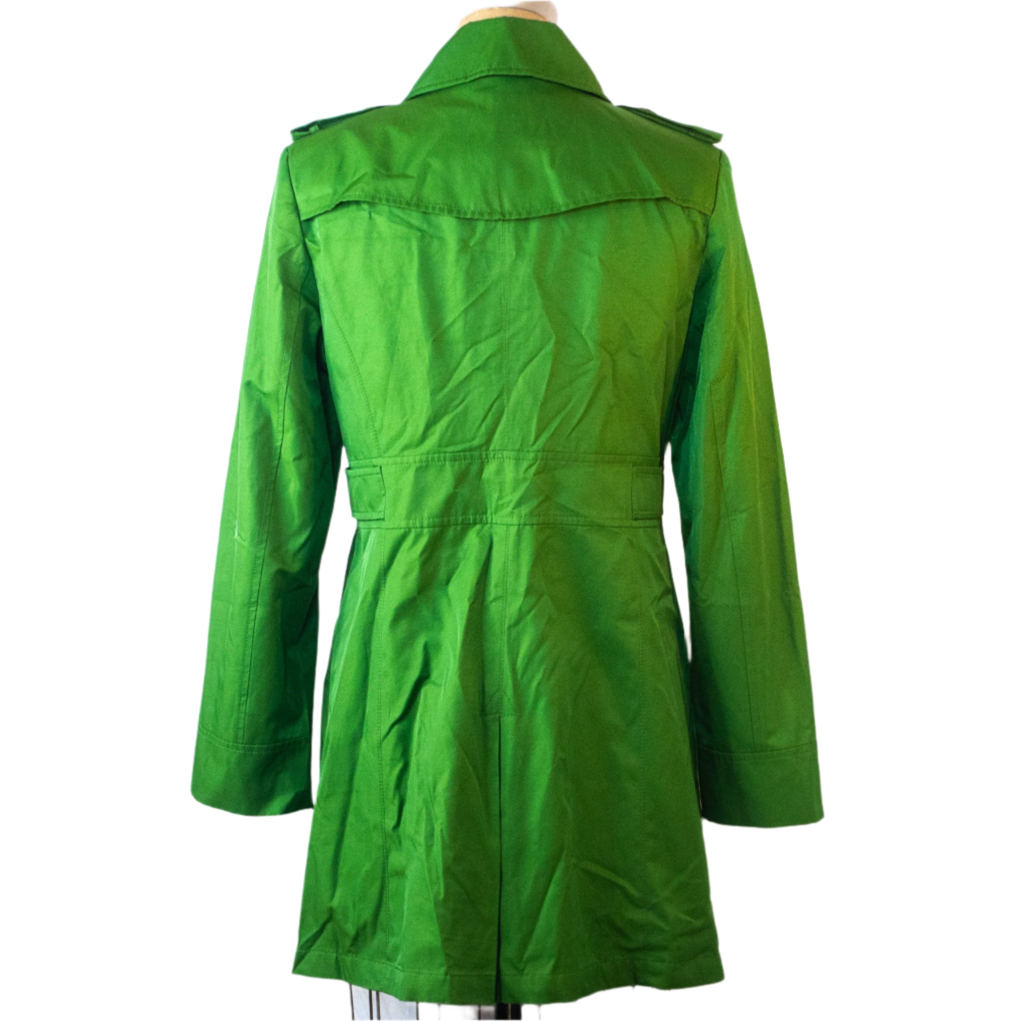 Emerald Elegance Trench Coat by Gallery, Size Medium