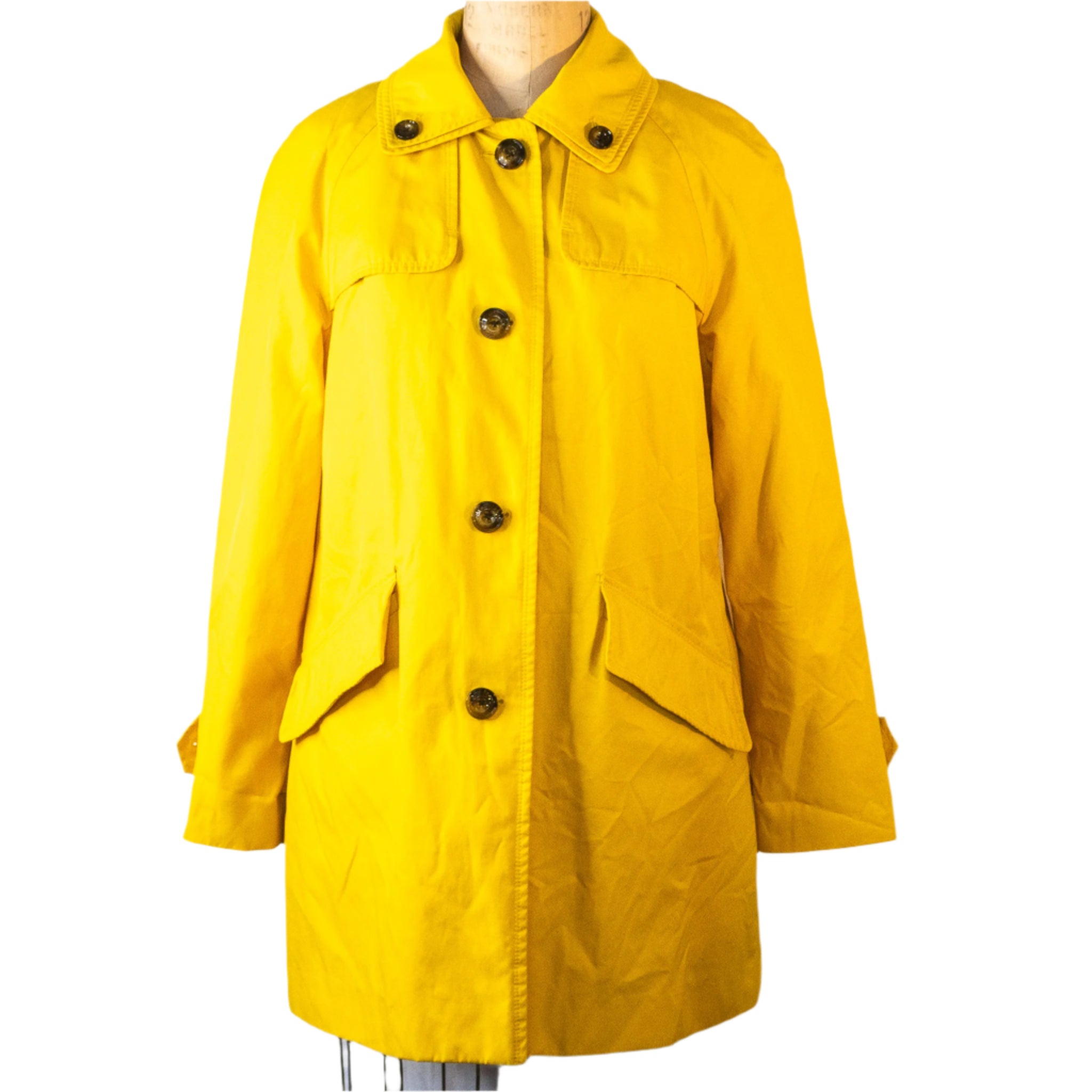 London Fog Classic Yellow Raincoat, Size Large