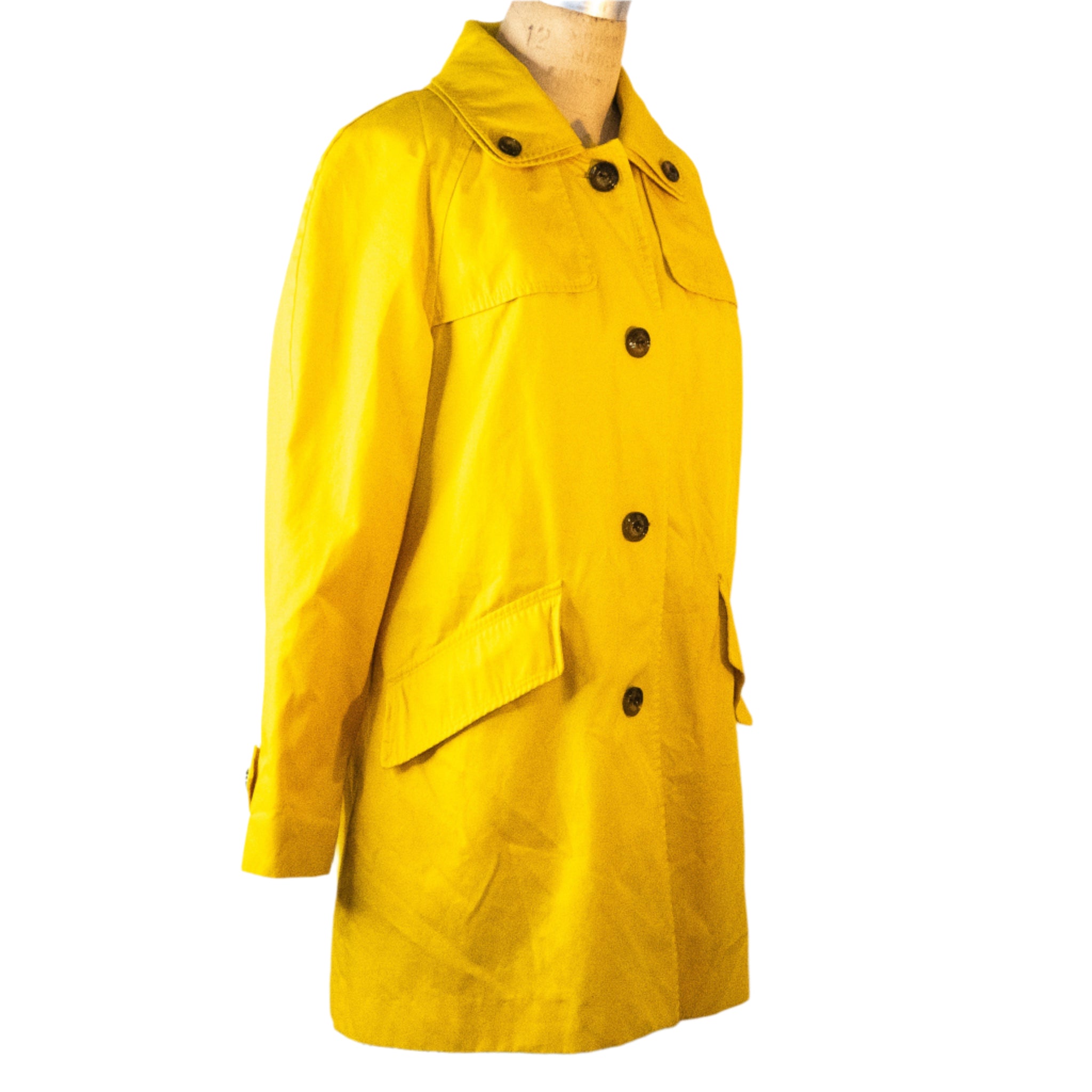 London Fog Classic Yellow Raincoat, Size Large