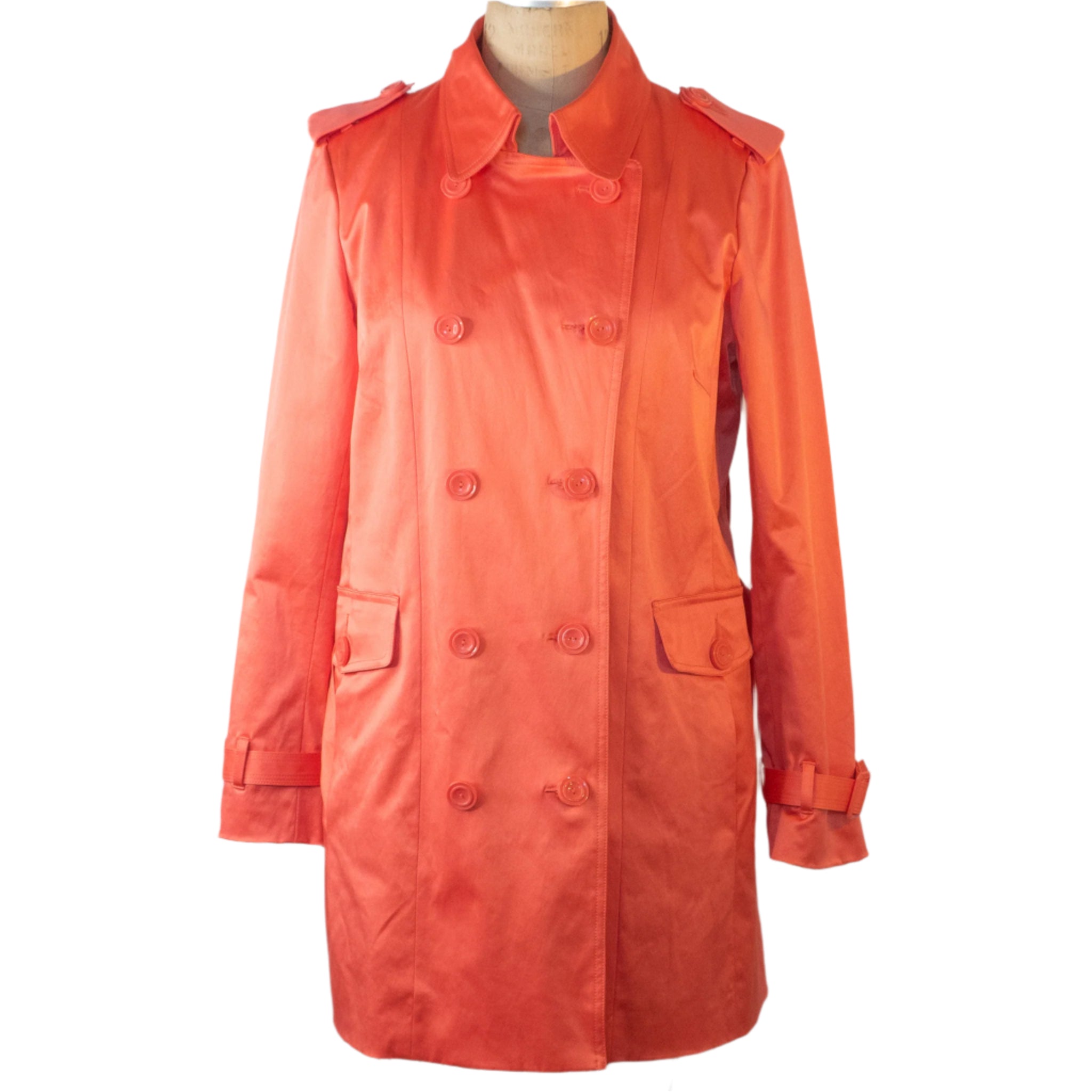 Joan Rivers Signature Coral Trench Coat, Size Medium