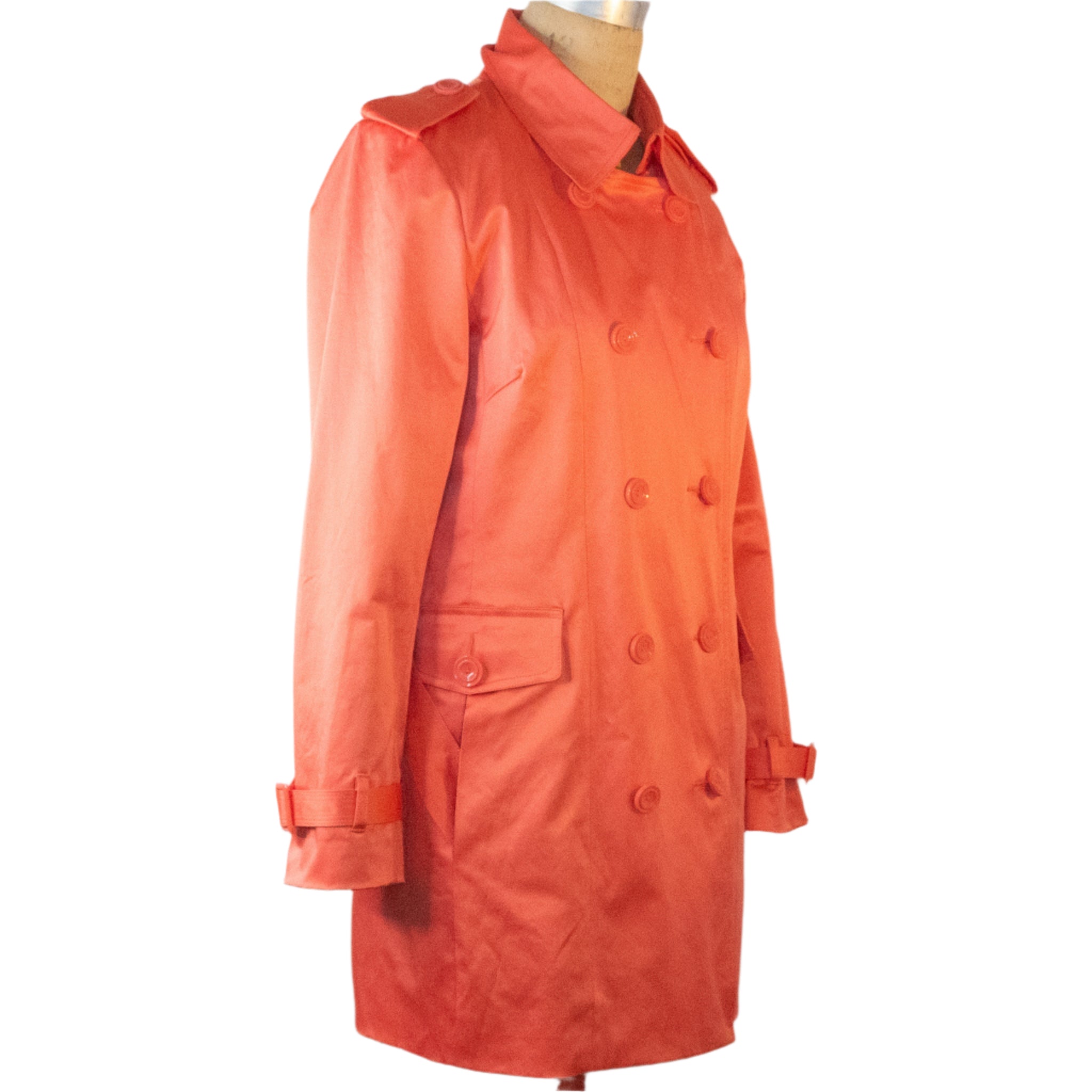 Joan Rivers Signature Coral Trench Coat, Size Medium