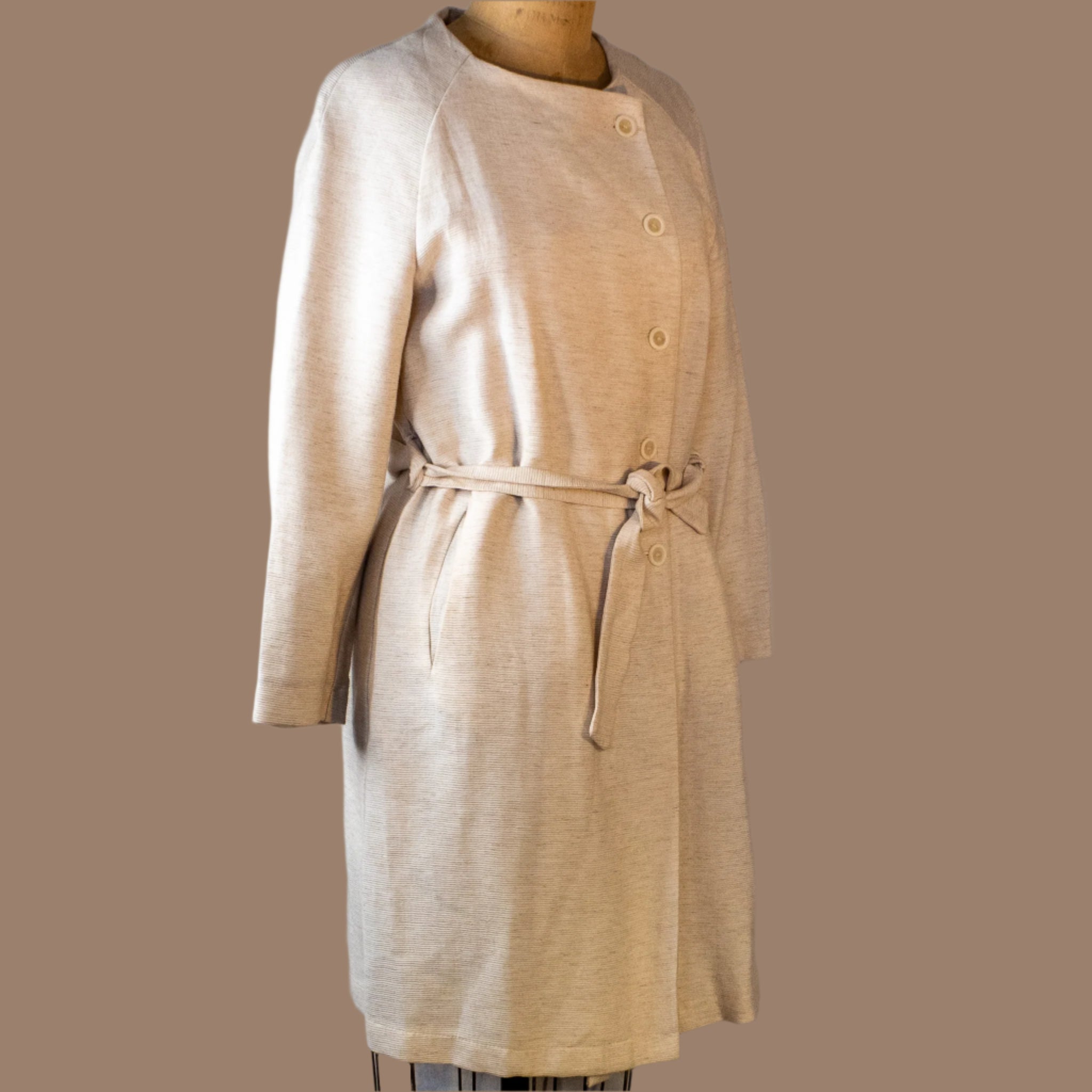 Zara's Elegant Light Beige Coat, Size Medium