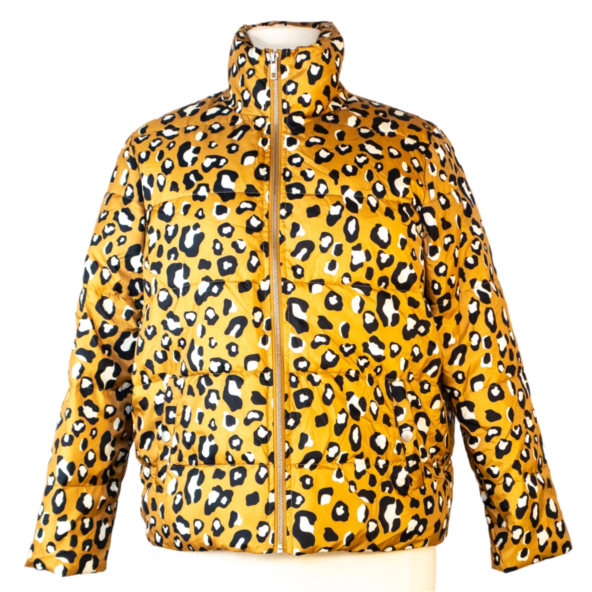 Who What Wear Leopard Print Puffer Jacket, Size Large