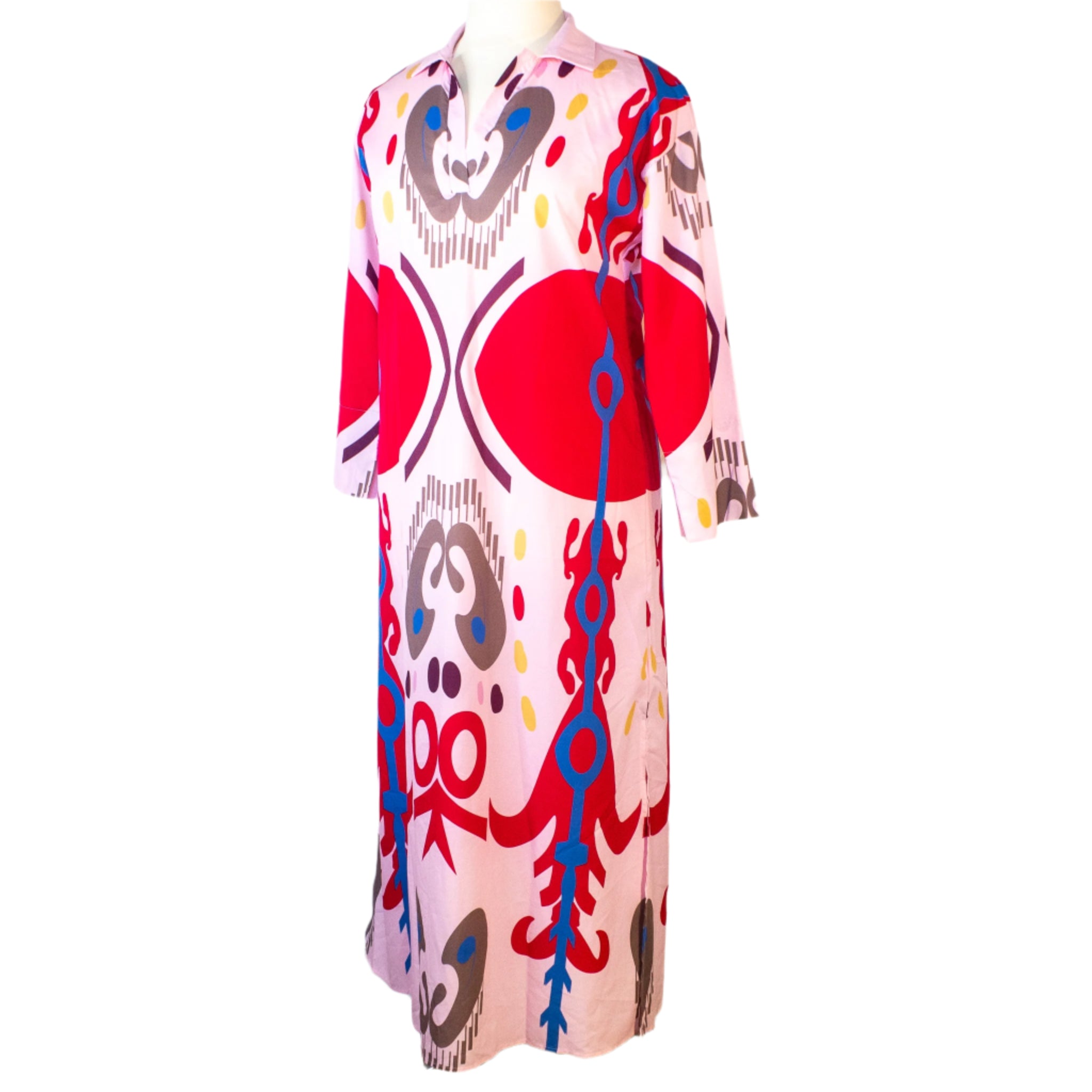 Vibrant Tribal Pattern Maxi Dress, Size Large