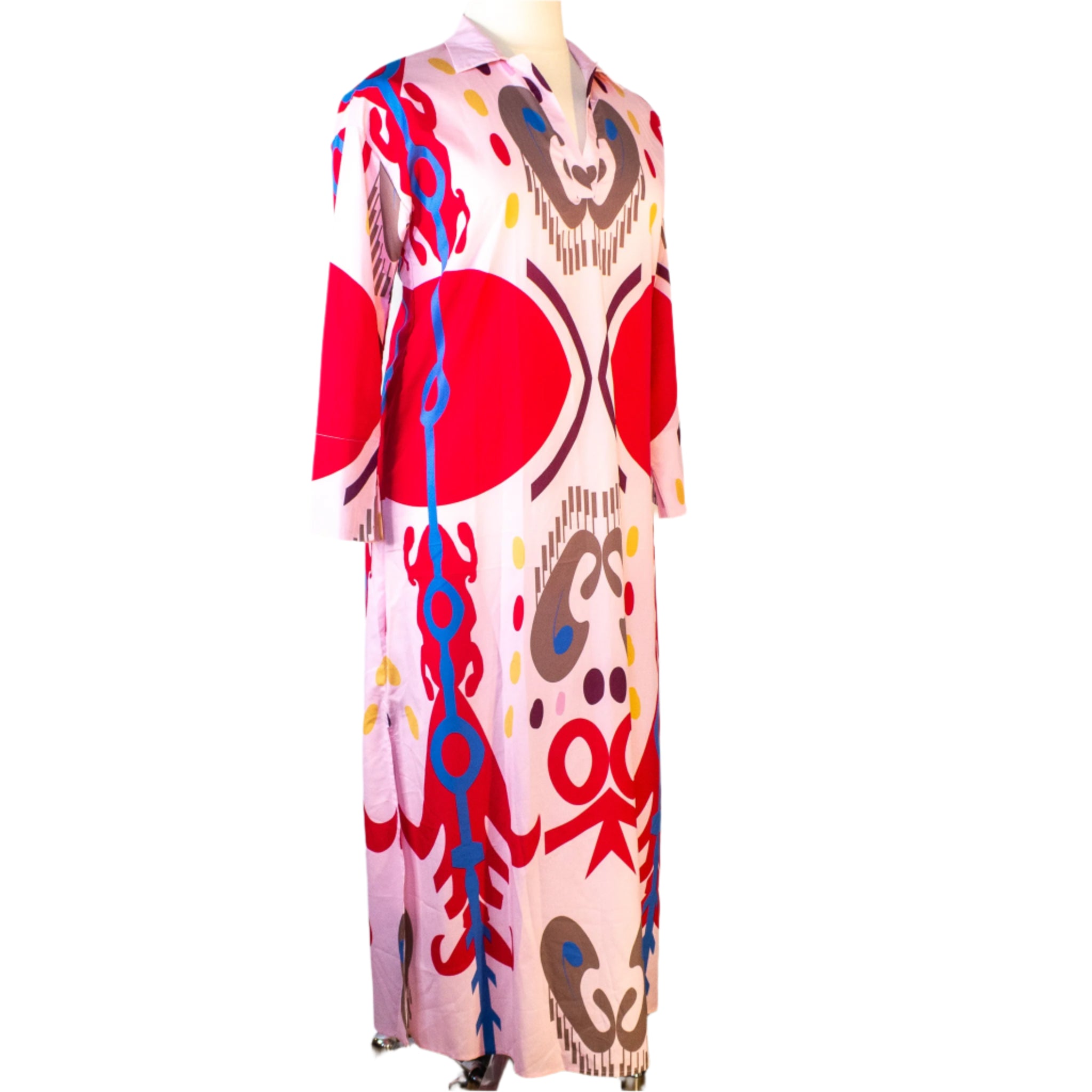 Vibrant Tribal Pattern Maxi Dress, Size Large