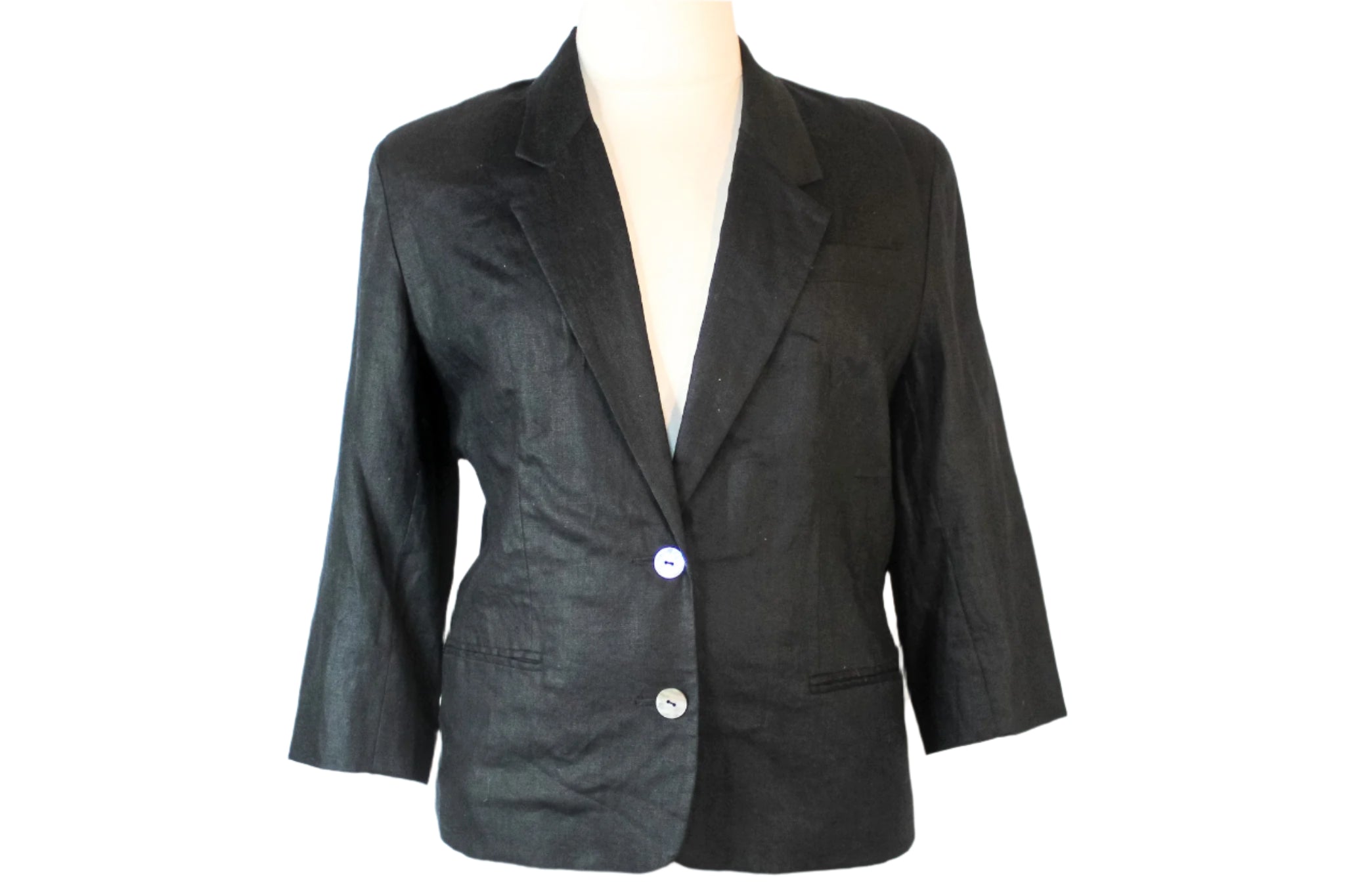 Talbots Black Linen Blazer, Size 14 Petite