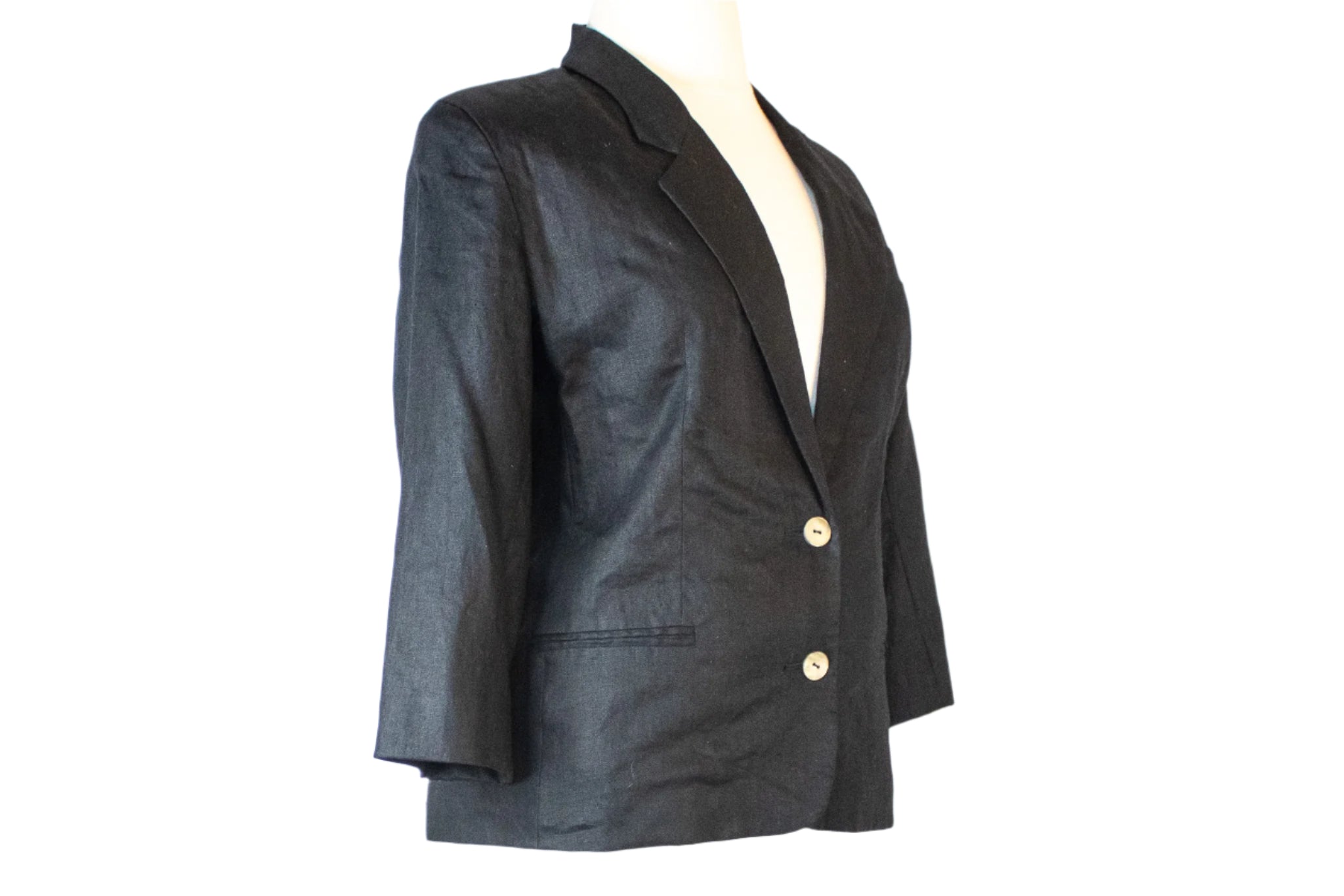 Talbots Black Linen Blazer, Size 14 Petite