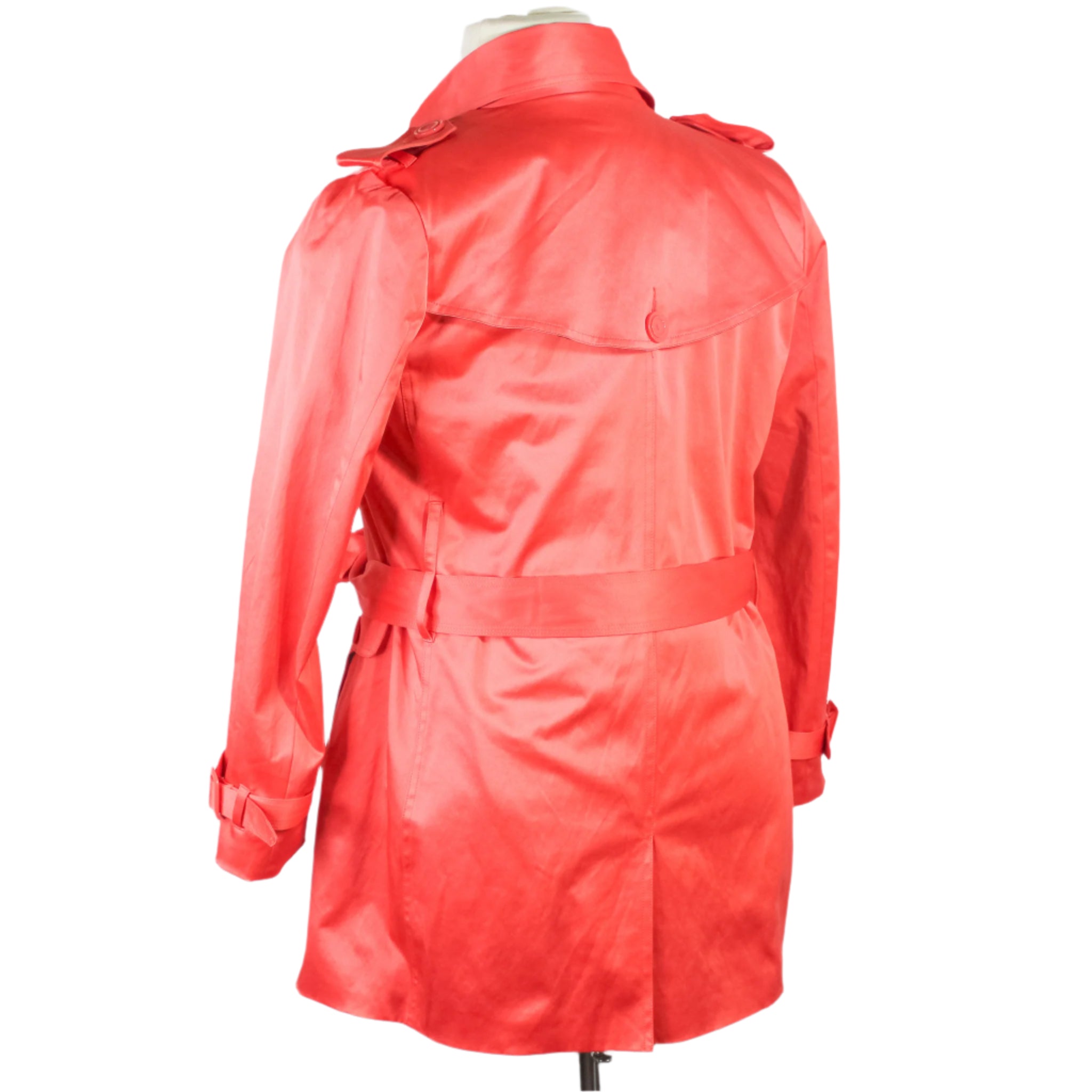 Joan Rivers Signature Coral Trench Coat, Size Medium