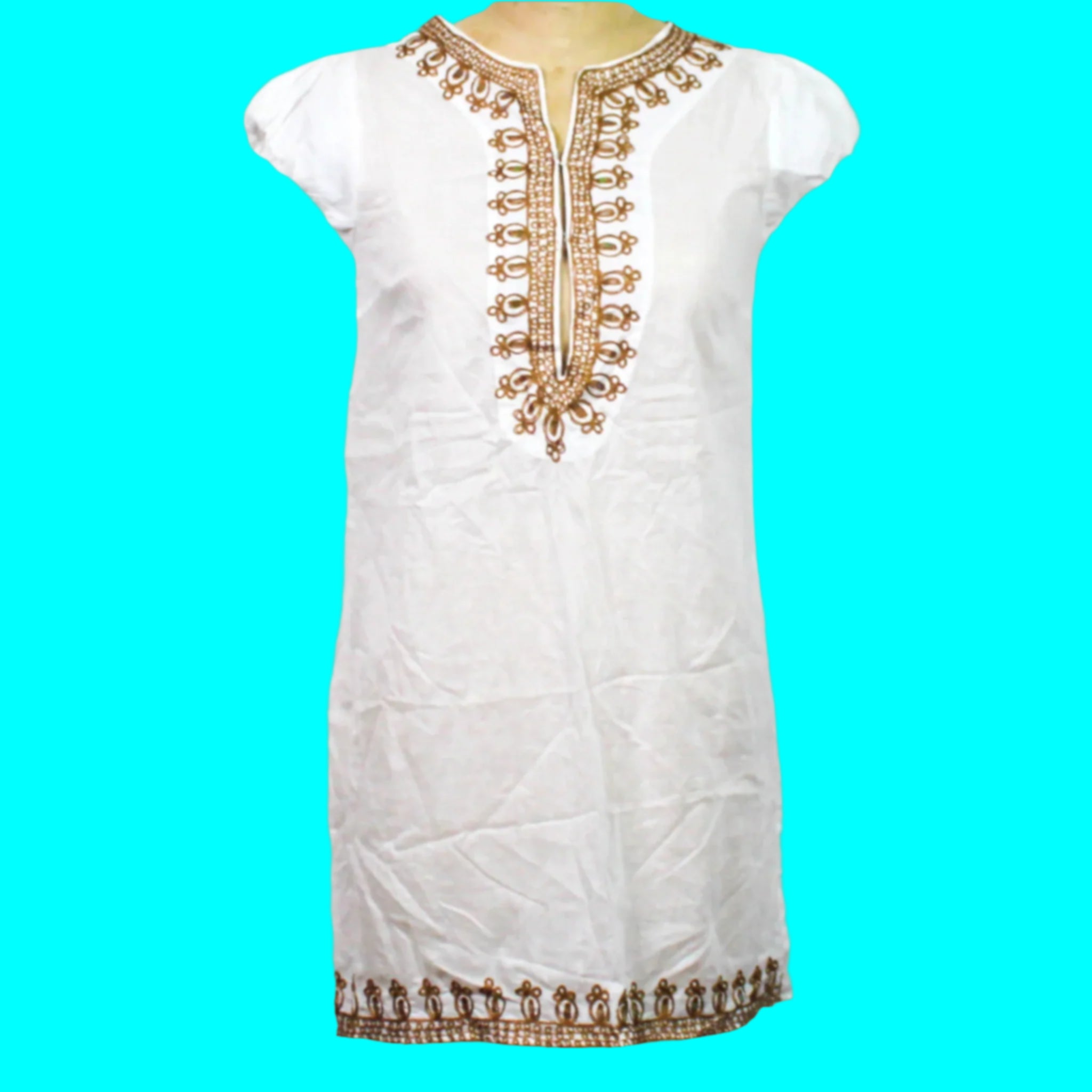 Embroidered White Tunic, Size Medium