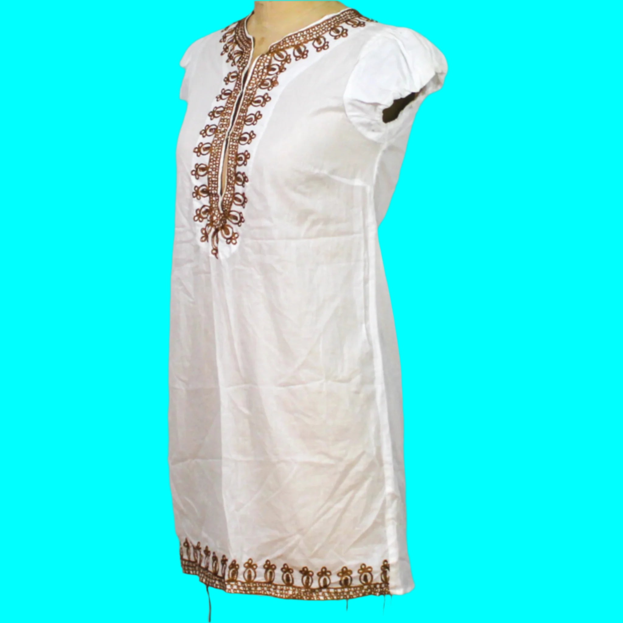 Embroidered White Tunic, Size Medium