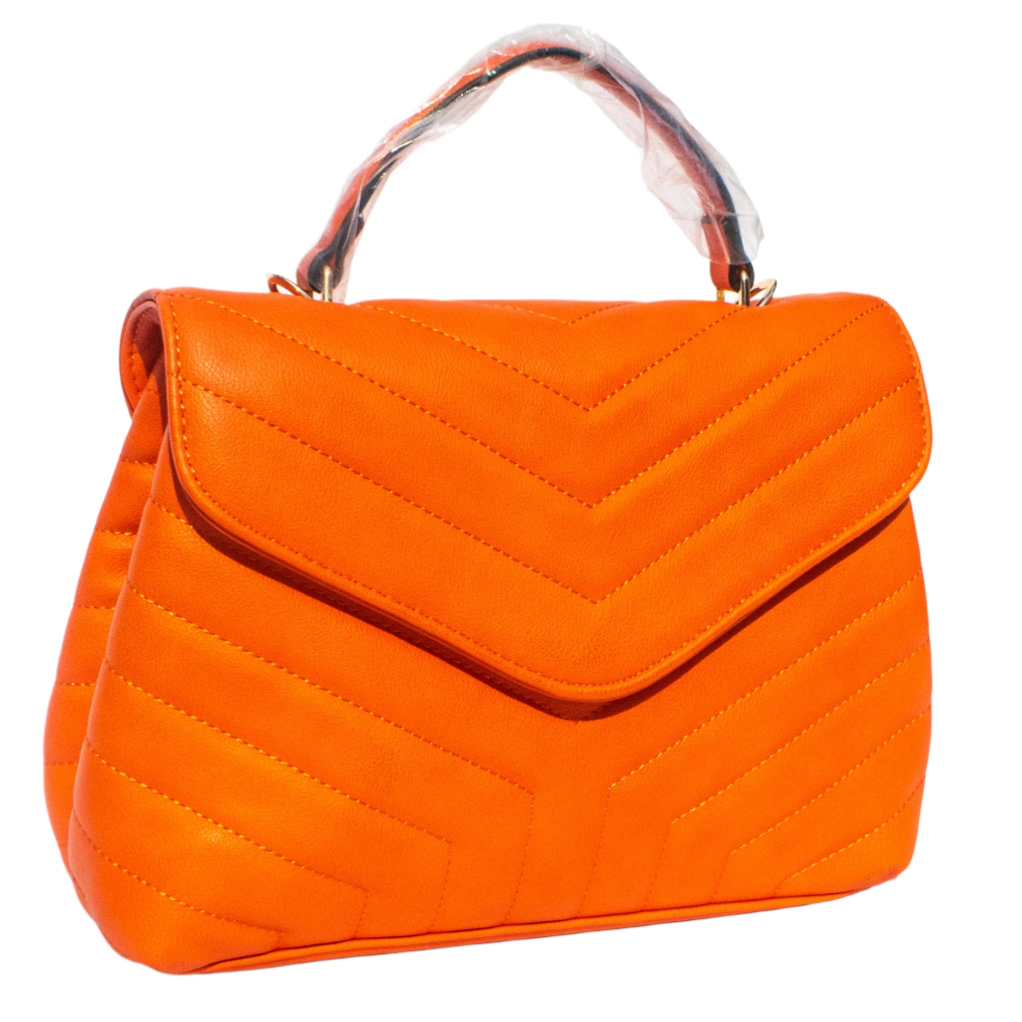 Tangerine Chevron Chic Vegan Leather Handbag