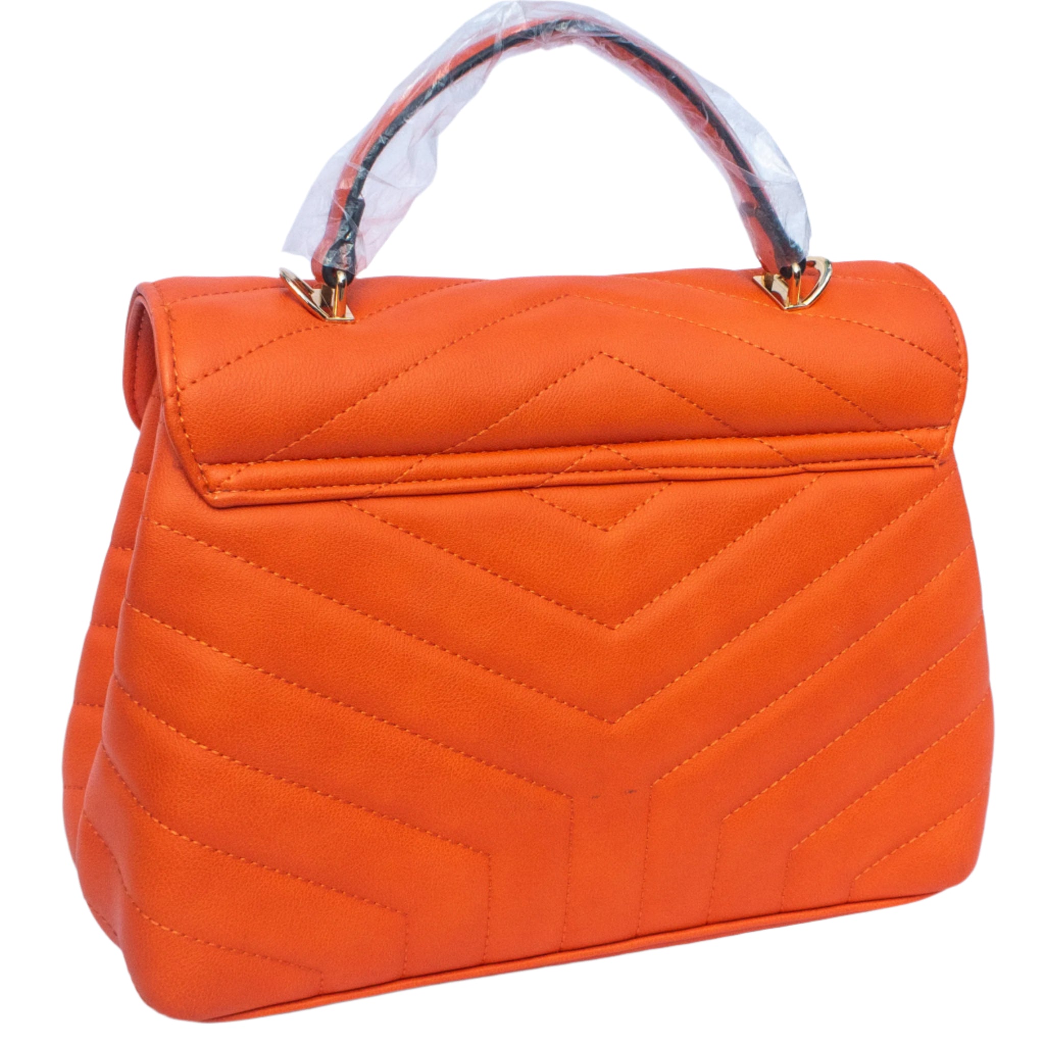 Tangerine Chevron Chic Vegan Leather Handbag