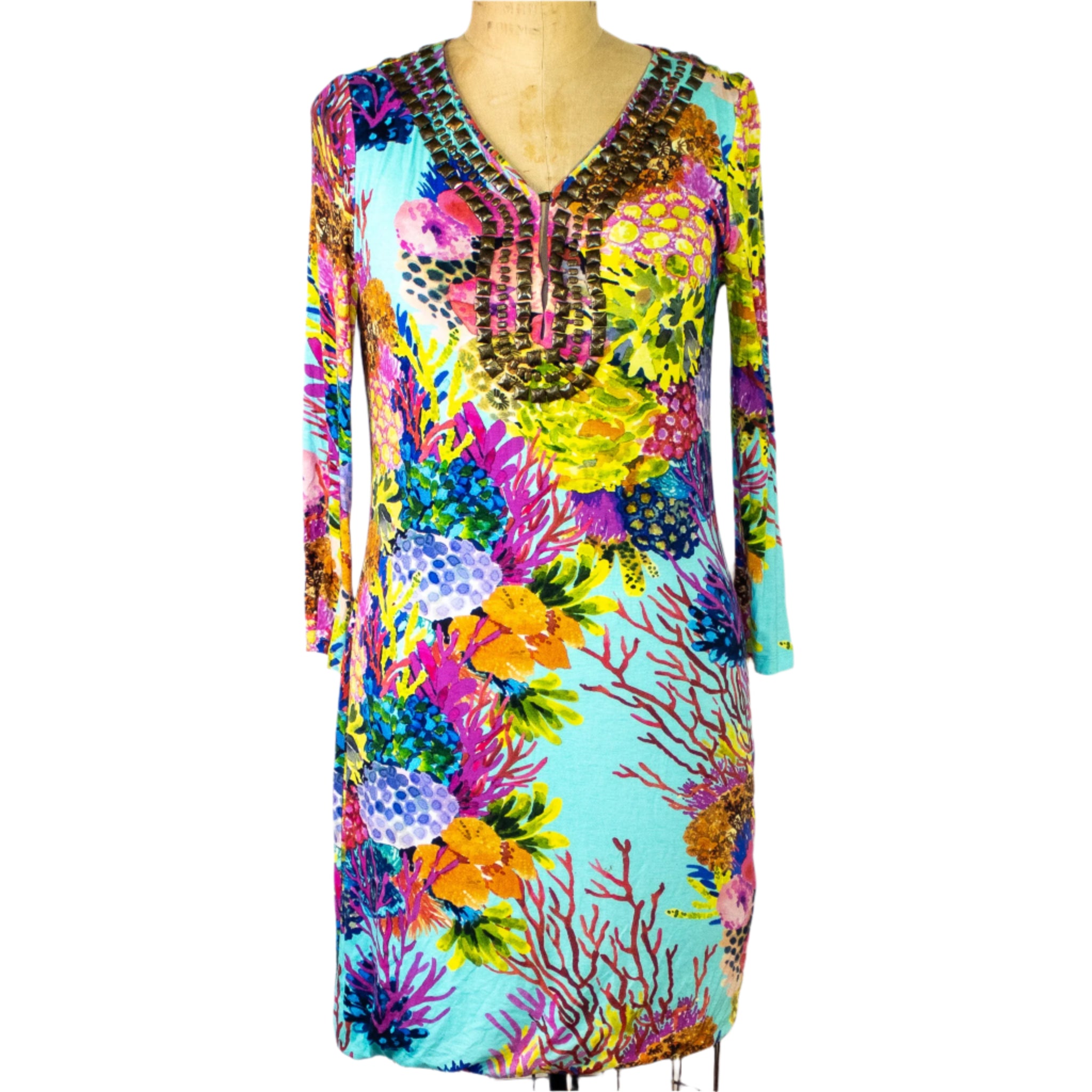 Tropical Coral Reef Swim Cover-Up Dress by Cluny, Size 10