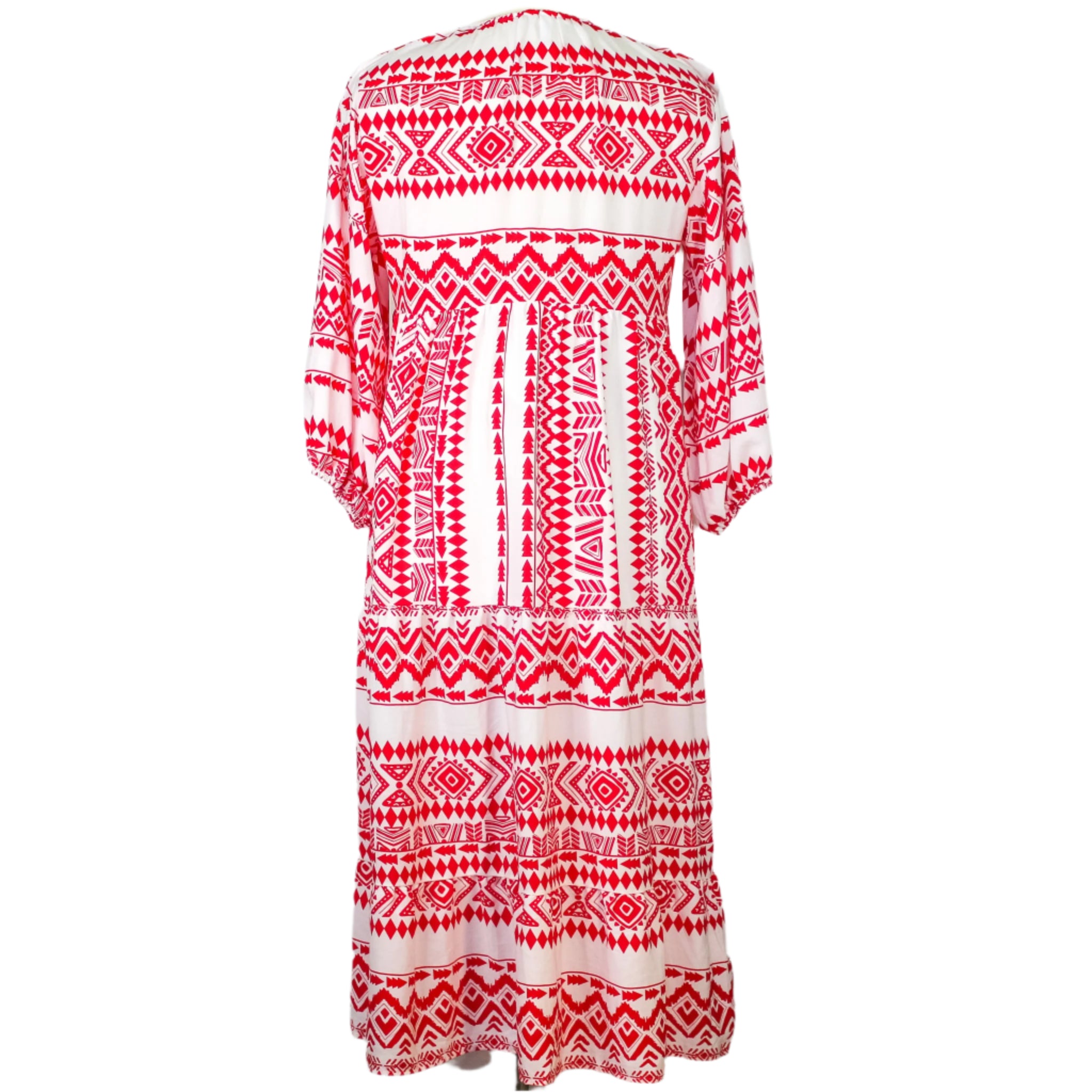 Red Geometric Print Boho Dress by Dokotoo, Size X-Large